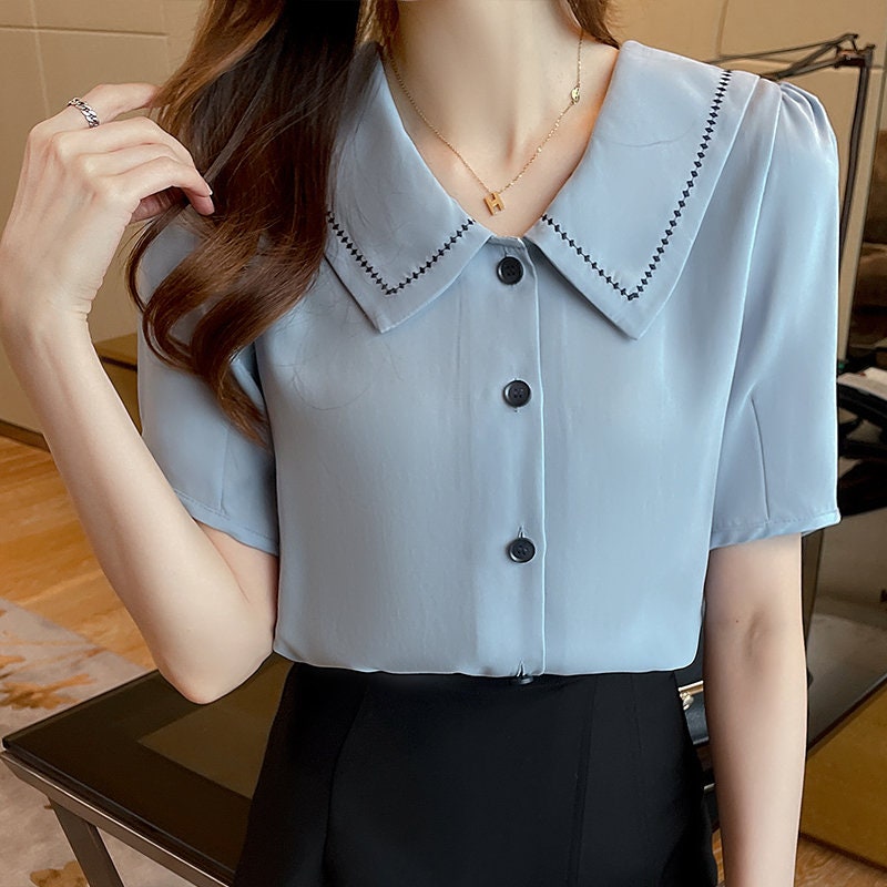 Women's Elegant Short Sleeve Button Blouse Women's Etsy