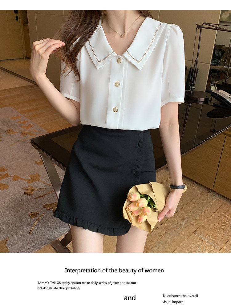 Women's Elegant Short Sleeve Button Blouse Women's Etsy