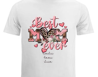 Best Grandma/Mama Ever Pink Leopard Personalized T-Shirt, Mom Gift From Kids, Nana Gift From Kids, Nana Papa Gift, Grammy Sweatshirt