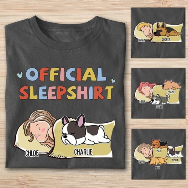 Sleeping Dog Sleepshirt 2 - Personalized Custom Unisex T-Shirt, Sleeping Pet Sleepshirt - Sleeping Cat Sleepshirt
