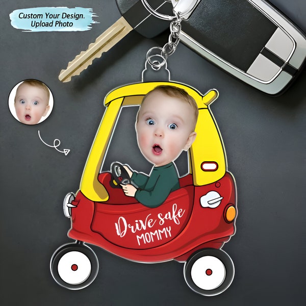 Custom Photo Drive Safe Daddy - Birthday, Loving Gift For Dad, Father, Papa, Grandpa - Personalized Acrylic Car Hanger
