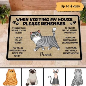 Please Remember When Visiting Cats House Personalized Doormat, Dog Personalized Doormat, Frenchie Wiggle Butt Club Dog Personalized Doormat