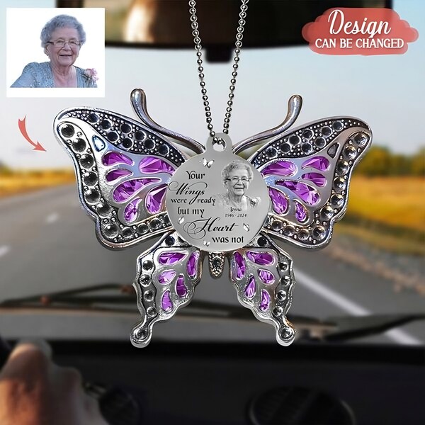 Custom Personalized Memorial Butterfly Acrylic Ornament - Upload Photo - Memorial Gift Idea For Family Member/ Mother's Day/ Pet Lovers
