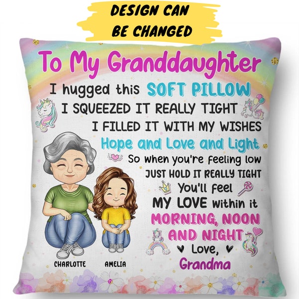 Grandma Mother Hugged This Soft Pillow - Gift For Granddaughter, Grandson, Kids - Personalized Pillow, gift for granddaughter,unique gift