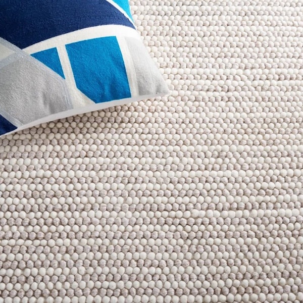 Serene Sands - Handwoven Wool Area Rug, Ivory/Off-White & Beige, Pebble