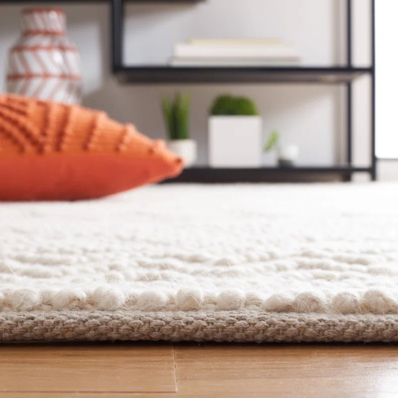 Whispering Chevron - Handwoven Wool Area Rug, Ivory/off-white, Chevron ...