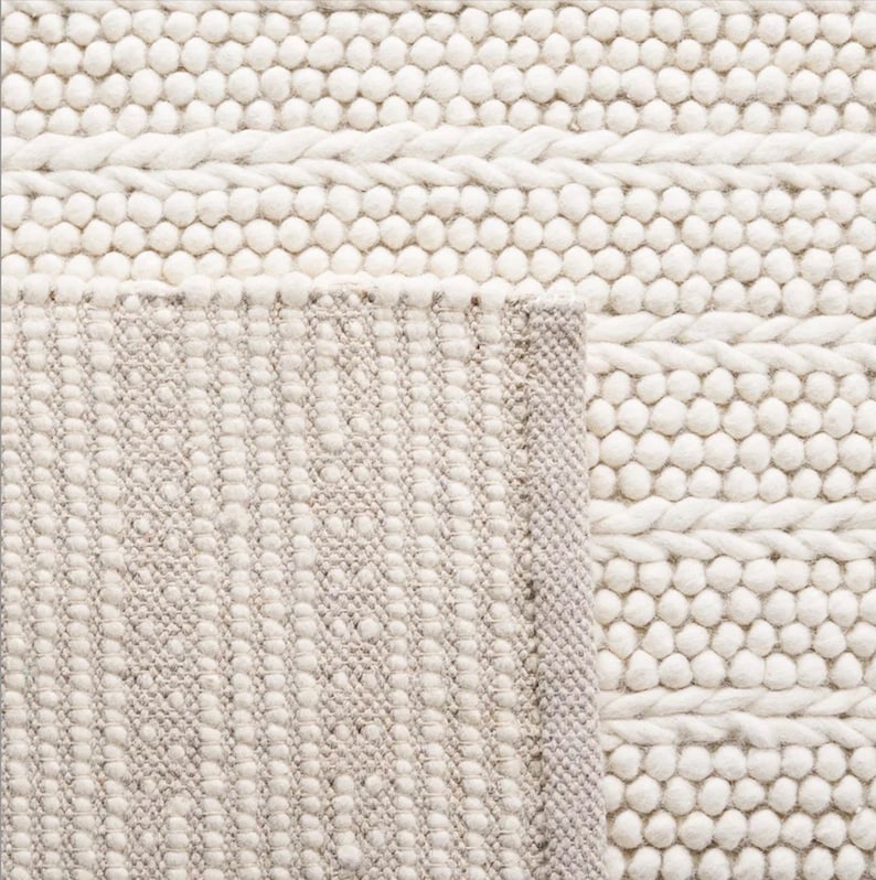 Houseofdecor - Hand Knitted Chunky Wool Area Rug, Ivory/off-white, Loop ...