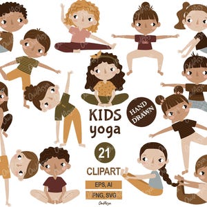 Hand Drawn Kids Yoga Poses, Yoga Practice, Kids Movement Activity, Yoga Poses, Yoga Practice, Yoga Vector Clipart, Yoga for Kids Printable