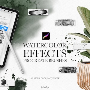 水彩スプラッター Procreate ブラシ、塩ブラシ、Procreate 用ペイントキット、滴、塩、スプラッター iPad ブラシ、デジタルダウンロード