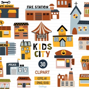 Stadt Gebäude SVG, Häuser Clipart, Stoff-Svg-Dateien, Haus Clipart PNG, Kinderzimmer Dekor, Stadt Clipart, Vektor Häuser, kommerzielle Nutzung