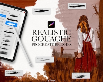 Realistic Gouache Procreate Brushes, Gouache Painting Brushes, Procreate Canvas, iPad Brushes, Drawing Tutorial