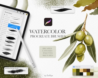 Watercolor Brushes for Procreate, Painting Kit for Procreate, Watercolor Brushes, iPad Brushes, Watercolor Paper for Procreate
