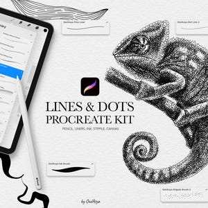 Line and Dots Procreate Brushes, Inking and Stipple Brushes, Lineart Procreate, Painting Kit for Procreate, Fine Liner, Sketch Paper Canvas