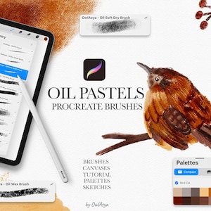 オイルパステル Procreate ブラシ、リアルなパステルブラシ、Procreate 用ペイントキット、iPad ブラシ、クレヨンブラシ、Procreate 用キャンバス