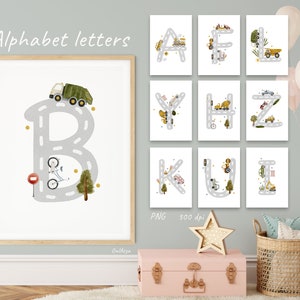 Letras del alfabeto de transporte, Impresión ABC de vehículos, Impresión en el aula, Carta educativa para niños, Decoración de guardería, Póster de aprendizaje, DESCARGA DIGITAL