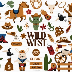 Wild West Clipart, Western Tiere SVG, Cowboy Clipart, Schädel Stier PNG, Wild West svg, Western Clipart, Wild West Printable, Tiere Clipart
