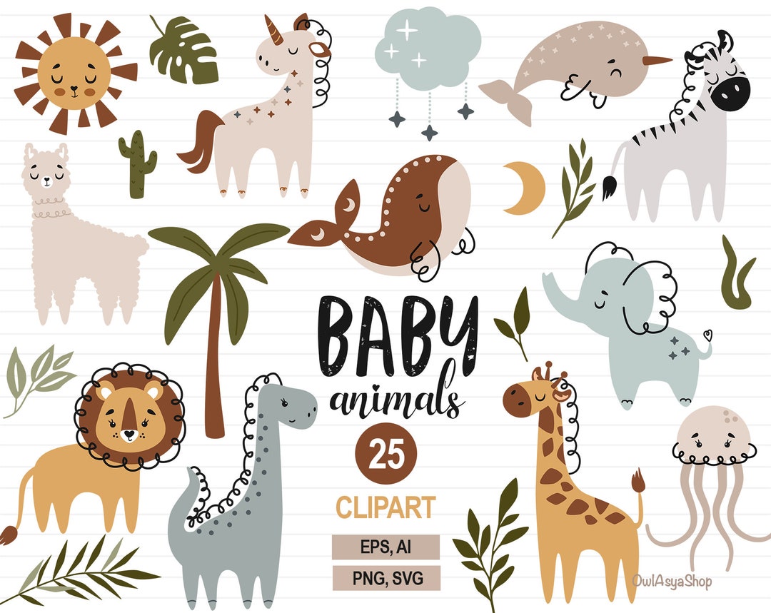 Boho Animals Svg, Bohemian Animals Clipart, Boho Baby Svg, Nursery ...