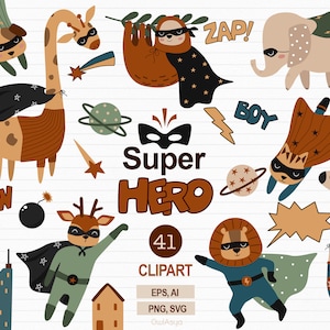 Superheld Tiere SVG, Superhelden Clipart, Geburtstagsparty DIY, Superheld Katze PNG, Tiere Illustration, Held Geburtstag, kommerzielle Nutzung