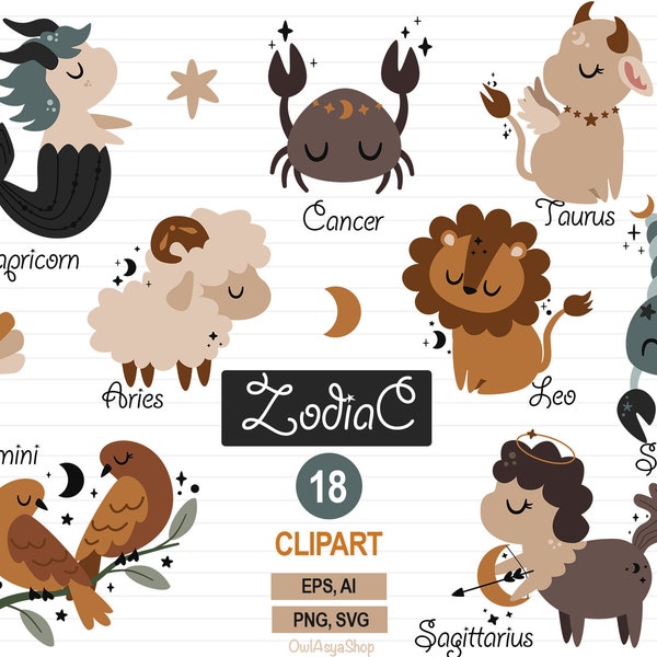 Sternzeichen Baby SVG, Astrologie Clipart, Celestial Animals PNG, Sternzeichen, Babyhoroskop, Sternzeichen Tiere, Mondkind, Widder, Kommerzielle Nutzung