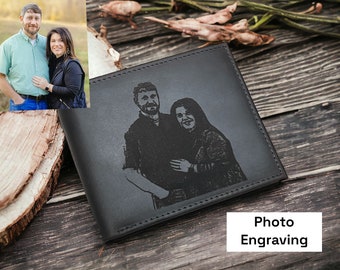 Custom Photo Wallet, Leather Wallet, Handwriting Wallets Gift for Him , Anniversary Gift, Boyfriend Gift, Gift For Dad, Father's Day Gift