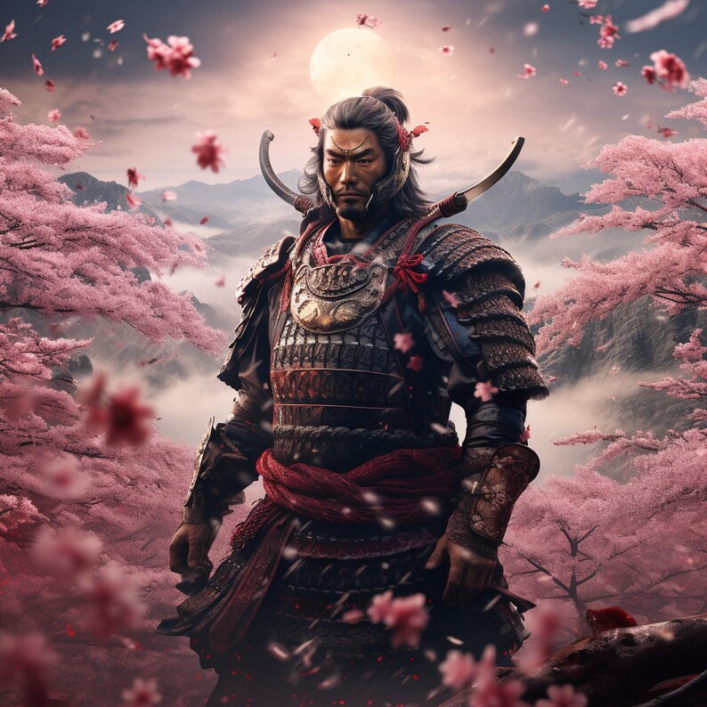 Samurai Warrior Wall Decor, Samurai Wall Art, Painting of a Samurai Warrior, Gift for Him, Gift