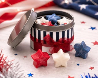 Patriottische Star Wax Melts 16 kt. , 4 juli Candle Melts, rood-wit-blauwe waxtaartjes, zomerhuisgeur, Amerikaans decorcadeau