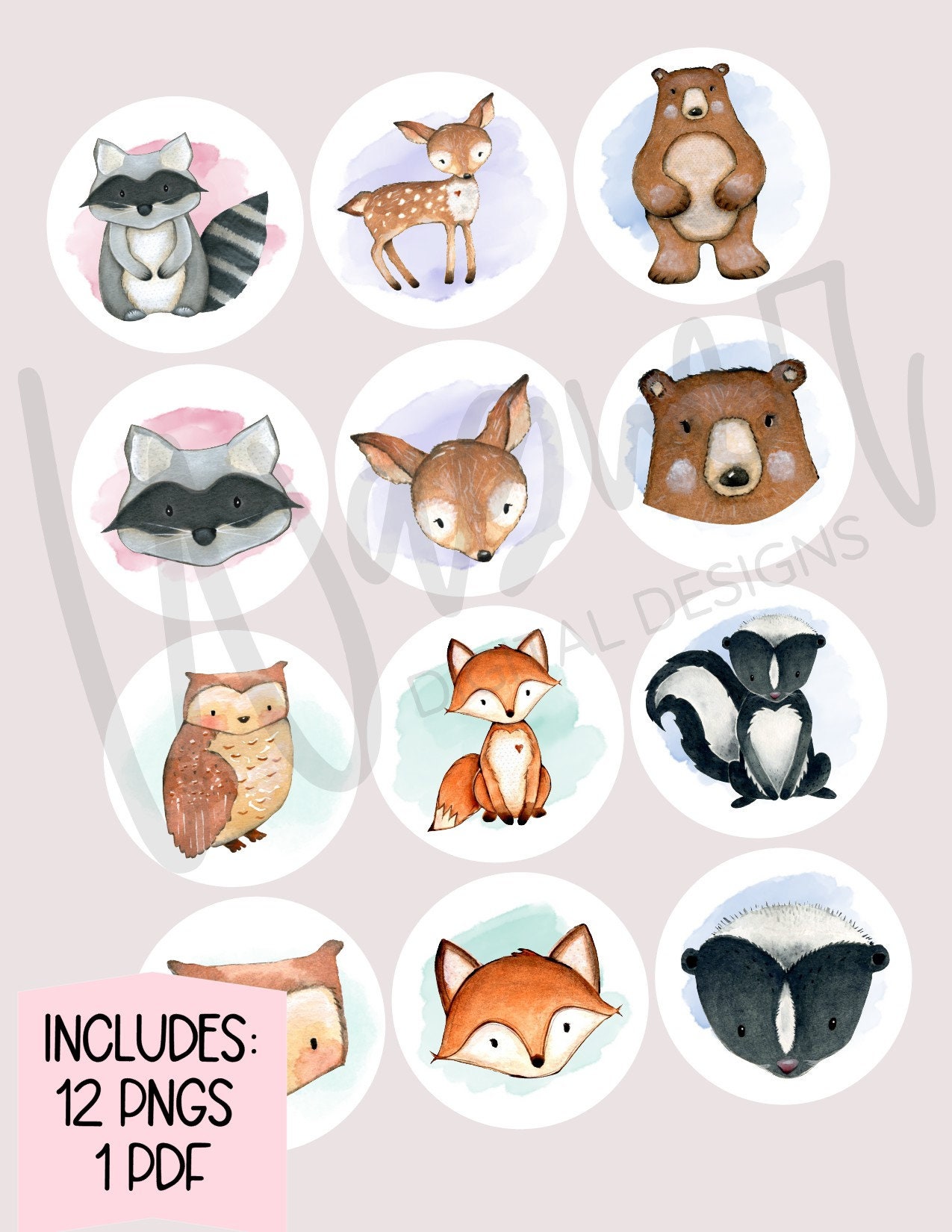 Woodland Animals Forest Baby Shower Birthday Wild One Eddie Print ...