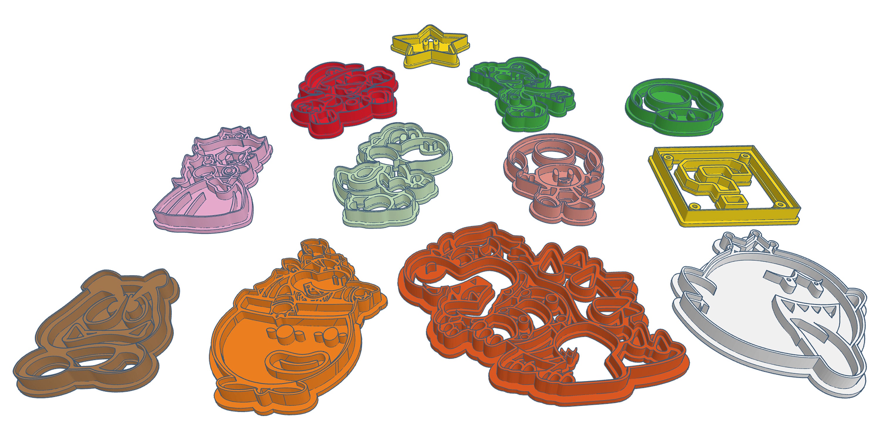 Mario Luigi Yoshi princess Peach and MORE Cookie Cutter imprints and