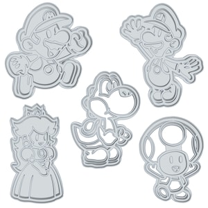 Super Mario Set of 7 Cookie Cutters, Yoshi, Princess Peach, Luigi, Toad