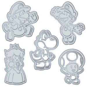 Die guten Jungs (Mario, Luigi, Yoshi, Prinzessin Peach, Kröte) - Cookie Cutter (Imprints & Cuts) - Download - 1.100 Bestellungen erhalten 7 gratis BONUS Dateien!