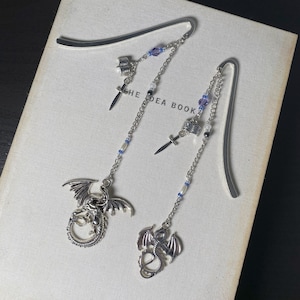 DYUO - Dragon Metal Bookmark Silver, Reader Bookmark, Hook, Gifts for Book Lovers, Bookmarks