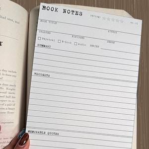 DYUO - Buch Notizen/Buchbesprechung Notizblock, 50 Blatt, Buchbesprechung Notizblock, Bewertung Journal, Leser Stationär, Lesetagebuch, Geschenk für Bücherwürmer