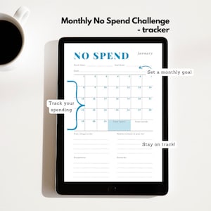 DYUO - Monthly No Spend Challenge Tracker - Digital Download PDF - Printable - Financial Planning