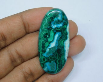 Natural Malachite Chrysocolla Gemstone Pair Oval Green Pair Stone Chrysocolla Malachite  58Cts. ( 50X23 mm)