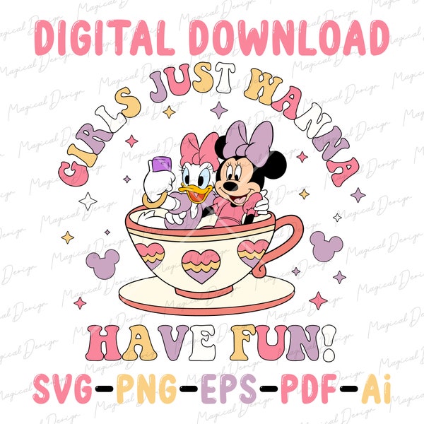 Bundle Minnie and Daisy Summer SVG, Girls Just Wanna Have Fun PNG, Bundle Besties Png, Magical Kingdom svg, Summer png