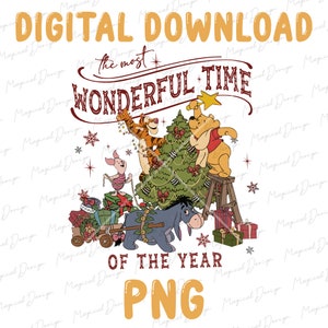 The Most Wonderful Time Of The Year Png, Christmas Bear And Friends Png, Merry Christmas Png, Winnie The Pooh Christmas, Christmas Cartoon