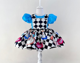 Alice in Wonderland Costume, Alice in Wonderland Baby Dress, Kids Halloween Costume, Baby Birthday Costume