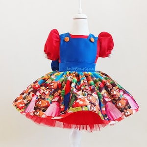 Super Mario Girls Dress, Toddler Girl Birthday Dress, Mario Bros Baby Dress, Super Mario Bros Dress