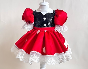 Minnie Mouse Dress Toddler Girl, Baby Girl Costume, Disney Inspired Outfit, Handmade Party Dress, Halloween Costume
