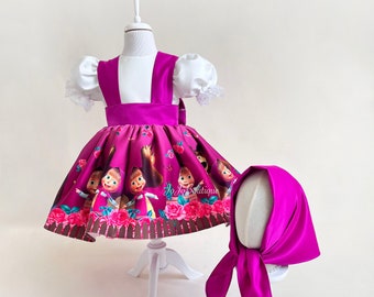 Masha inspiriert rosa Halloween-Kleid, Baby-Kleid ersten Geburtstag Mädchen Kostüm, Masha Bär Kostüm für Kleinkinder, 2