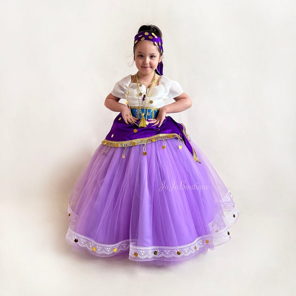 Inspirado en Esmeralda, disfraz de Esmeralda de Cosplay, disfraz de Halloween de Esmeralda vestido de niña púrpura disfraz de Disney para niño pequeño disfraz de gitana púrpura