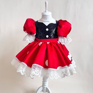 Minnie Mouse Dress, Minnie Mouse Disney Costume, Baby  Minnie Mouse Birthday Dress, Red Minnie Mouse Dress