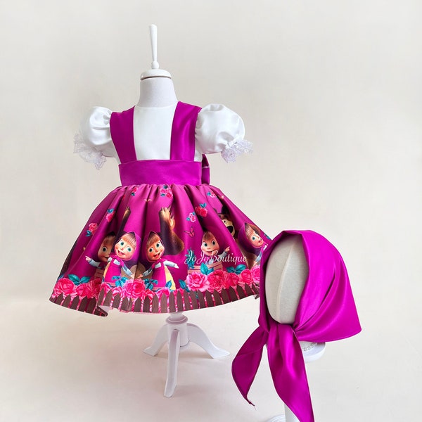 Masha inspiriert rosa Halloween-Kleid, Baby-Kleid ersten Geburtstag Mädchen Kostüm, Masha Bär Kostüm für Kleinkinder, 2