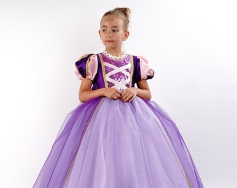 Rapunzel Princess Dress, Purple Tulle Fairytale Costume, Toddler Birthday Outfit