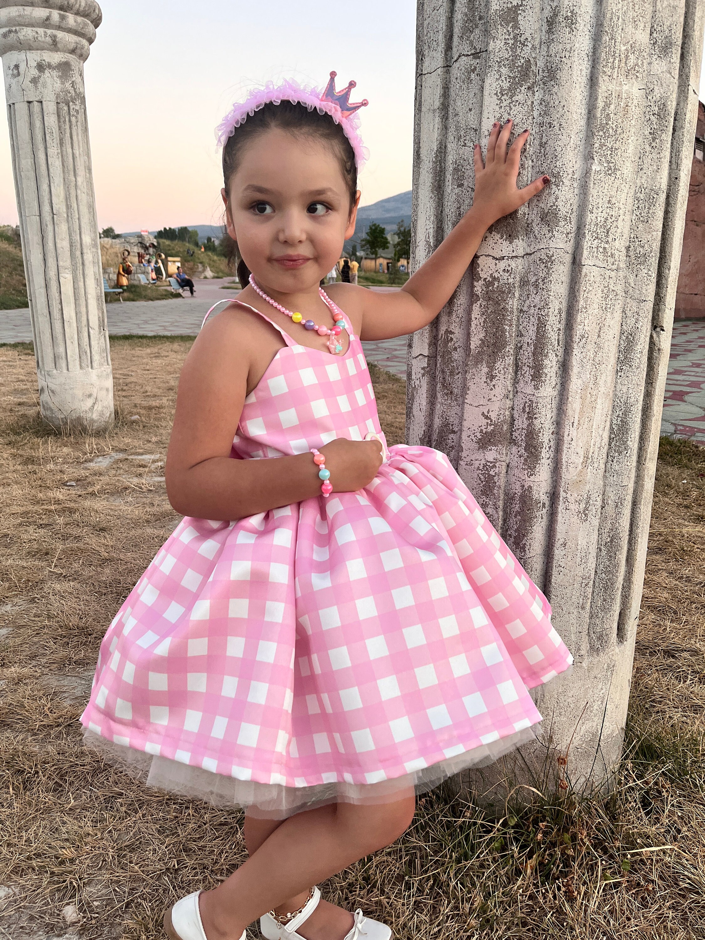 pink gingham baby dress Lili bodysuit bow dress in baby pink gingham