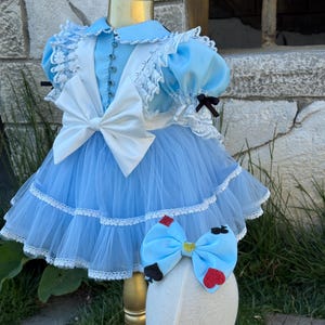 Alice in Wonderland Dress, Toddler Storybook Costume, Blue Fairytale Party Outfit image 4