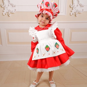 Aardbeienkostuum peutermeisje, aardbei baby, meisjesjurk aardbei, meisjes aardbei outfit, aardbei shortcuke jurk