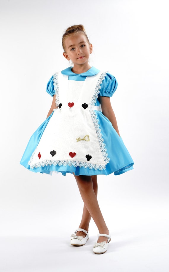 Girls Alice in Wonderland Costume Dress, Blue Dress White Lace Apron,  Handmade Custom Size - Etsy
