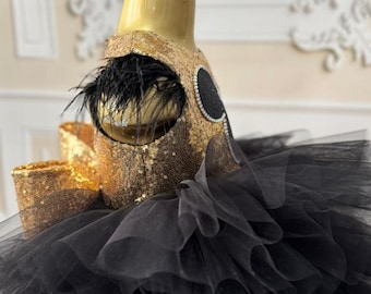 black and gold tutu dress Sequin Mouse Dress, Luxury Birthday Party Couture Outfit pattern_Ruffles