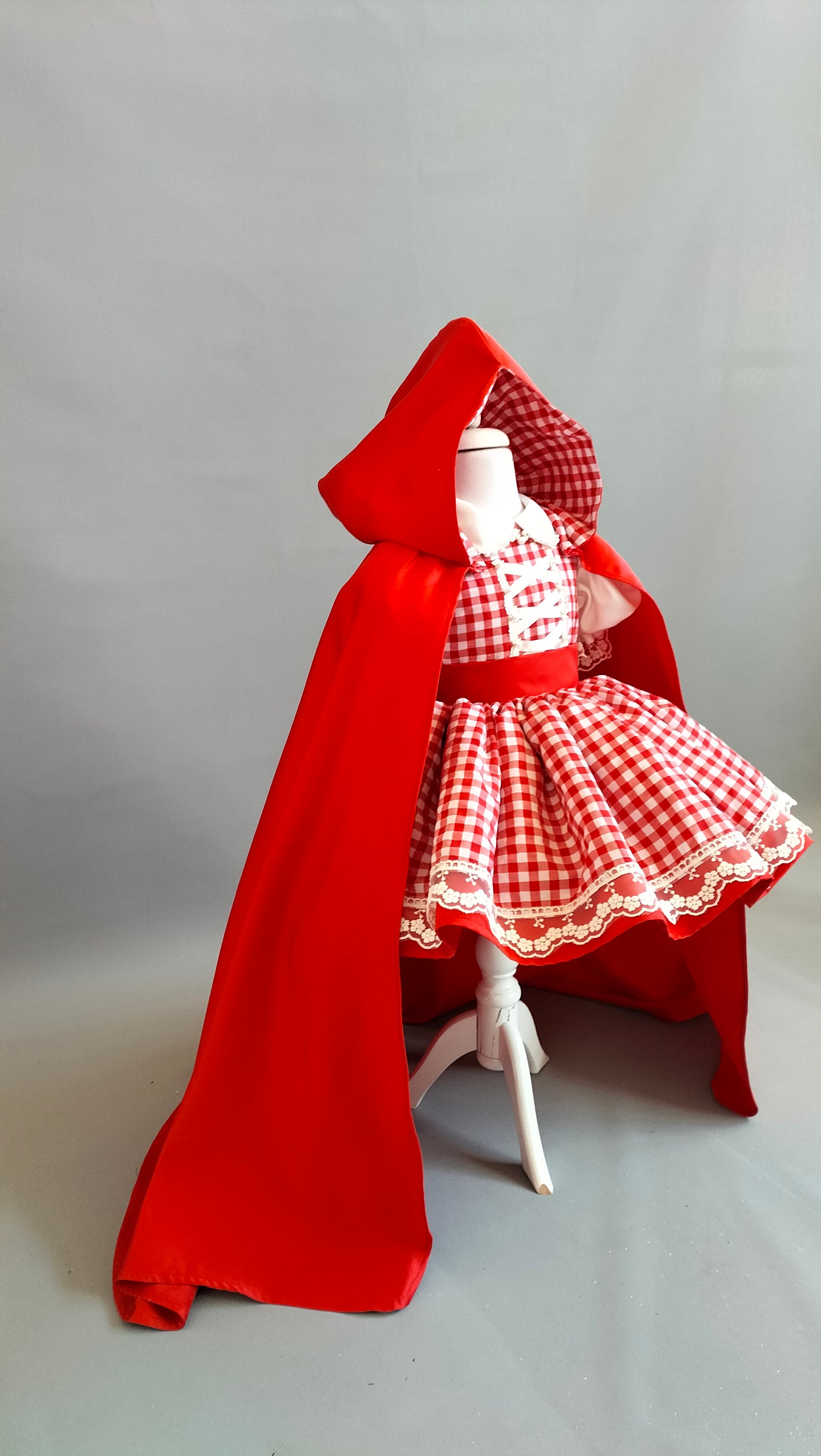Handmade Little Red Riding Hood Costume – Gingham Dress, Hooded Cape - Etsy